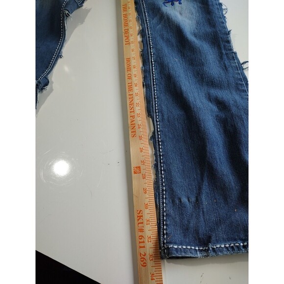 Denim Chaps Style Petrol Custom Cut Biker PUNK Jeans Distressed Custom Sz 31 - Picture 10 of 12